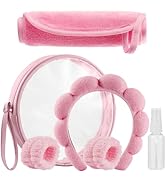 Real Perfection Spa Headband for Washing Face, Skincare Wristband Headband Set for Women, Reusabl...