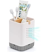 Boperzi Toothbrush and Toothpaste Holder with Bamboo Divider for Bathroom Countertop Organizer, P...