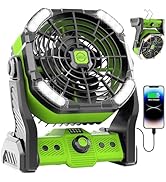 20000mAh Battery Powered Fan Rechargeable,Rechargeable Fan Portable Fan Camping Fan with LED Lant...