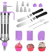 Dessert Decorating Syringe Set, Frosting Piping Kit Stainless Steels Cake Decorating Kit with 6 I...