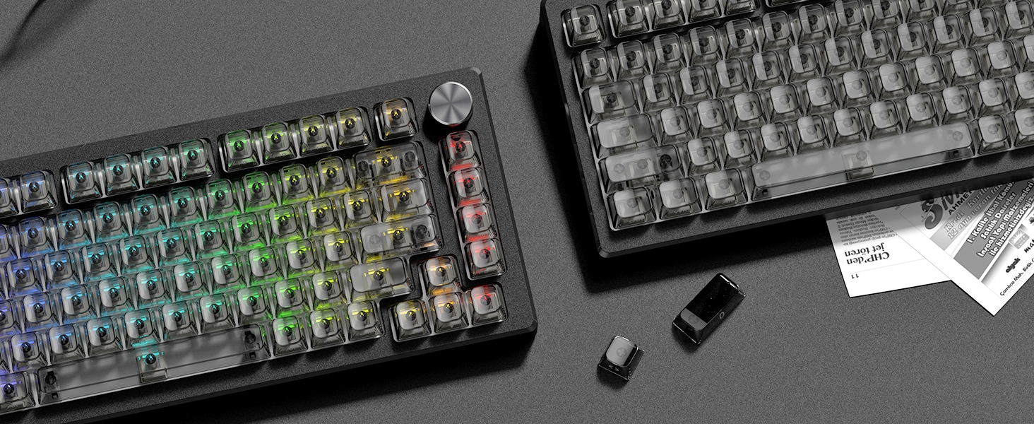 Grey Clear keycaps,Transparent keycaps,Ceramic Jelly Key caps,Shine Through keycap Side Printed