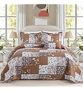 BEDIFANY Cotton Filling King Quilt Set - Reversible Farmhouse Bedspreads King Size with 2 Pillow ...