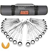 GRENPRO Ratcheting Wrench Set, Combination Wrench Set, 22-Piece SAE &amp; Metric and Standard, 72Th L...