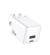 USB C Wall Charger Block 33W, Dual Port GaN PD3.0 Power Adapter Fast Type C Charging Block Foldab...
