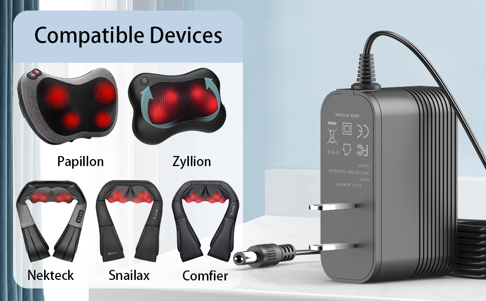 Replacement for Shiatsu Neck and Back Massager Charger