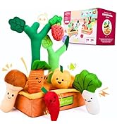 Baby Sensory Toys Plush Fruits and Vegetables, Plush Farm Developmental Toys 6-12 Months for Todd...