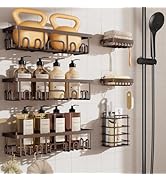 Veken Stainless Steel Shower Caddy 6-Pack, No Drilling &amp; Rustproof, Waterproof Adhesive Shelves R...