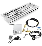 Uniflasy 30" Rectangular Drop-in Fire Pit Pan Kit, Stainless Steel Propane Gas Firepit Pan Kit wi...