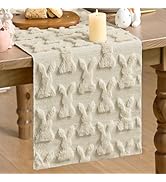 Artoid Mode Beige Soft Plush Faux Fur Jacquard Bunny Rabbit Easter Table Runner, Seasonal Spring ...