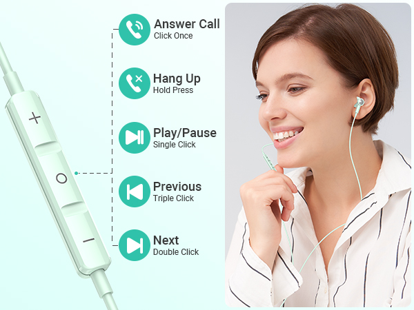 wired earphones with volume control