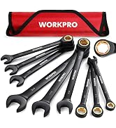 WORKPRO 9-Piece Anti-Slip Ratcheting Combination Wrench Set, SAE 1/4