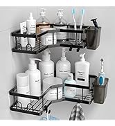 AKTECKE Corner Shower Caddy, 2 Pack Adhesive Shower Corner Organizer Shelves, No Drilling Stainle...