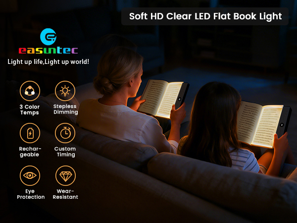 easuntec book light reading light at night reading lights for books in bed flat book light black 01