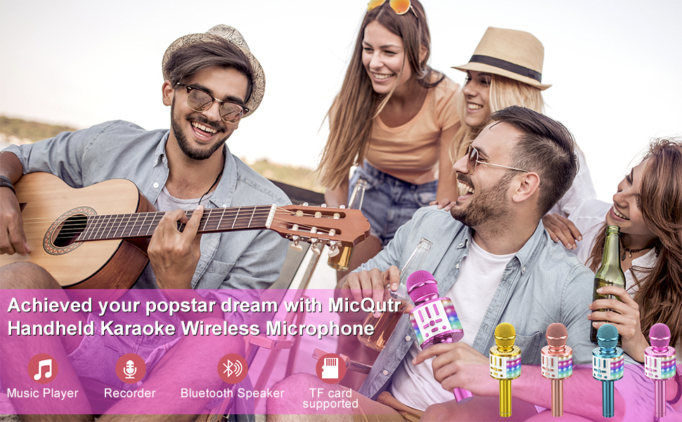 Kids Wireless Bluetooth Karaoke Microphone with Echo Effects, Party Toys Gift for Boys Girls