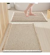 Smiry Waffle Bathroom Rugs Sets 2 Piece (30x20+24x16, Brown &amp; Cream) | Full Coverage Hot Melt Adh...