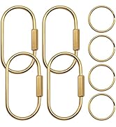 4 Pack Brass Screw Lock Keychain,Durable Brass Screw Lock Clip Key Chain Ring Durable Simple Keyc...