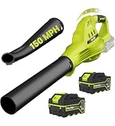 Leaf Blower Cordless with 2X 4.0Ah Batteries and Charger, 150MPH/180CFM Lightweight Cordless Blow...