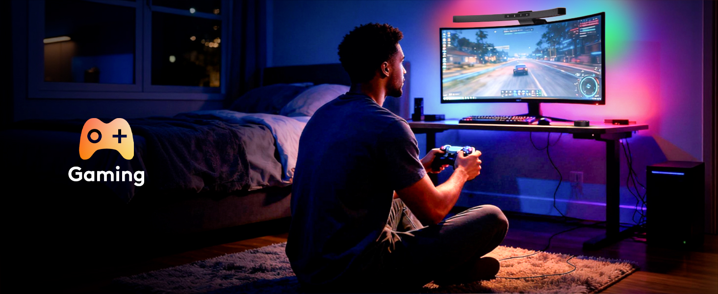 RGB monitor light bar offers 23 RGB backlight effects through two dedicated buttons.