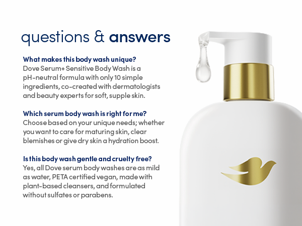 Dove body wash product questions and answers section