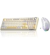 SOLAKAKA KI99 Pro and SM600,Wireless Keyboard and Mouse Combo for Gaming,White