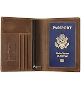 Ringsun Leather Passport Cover for Men Women, RFID Passport Wallet Case Travel Passport Holder fo...