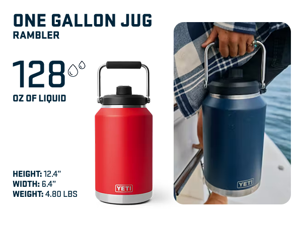 1 gallon rambler jug holds 128 ounces