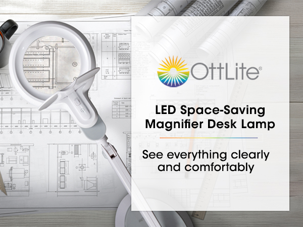 LED Space Saving Magnifier Desk Lamp Magnification Light Lamp LED Adjustable Height Optical Grade