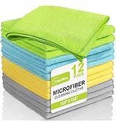TidyBliss Microfiber Cleaning Cloth 12 Pack, Lint-Free Rags, 12.6” x 12.6”, Reusable Micro Fiber ...