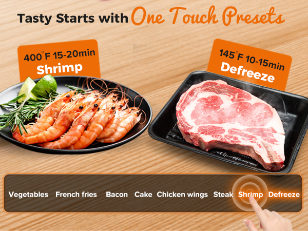bear air fryer 8 in 1 preset menu-shrimp defreeze