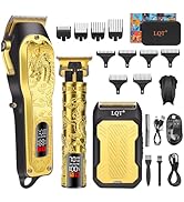 LQT Professional Hair Clipper Set, Golden Dragon Design, LED Display, Multi-Guide Comb, Travel Ca...