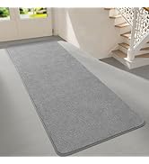 Woottpe 2x6 Feet Runner Rugs for Hallway, Grey Modern Soft Bedroom Bedside Rug, Low Pile Non Slip...