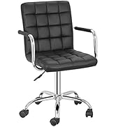 SUPER DEAL Modern Mid-Back Desk Office Chair with Wheels - Height Adjustable Armrests 360° Swivel...
