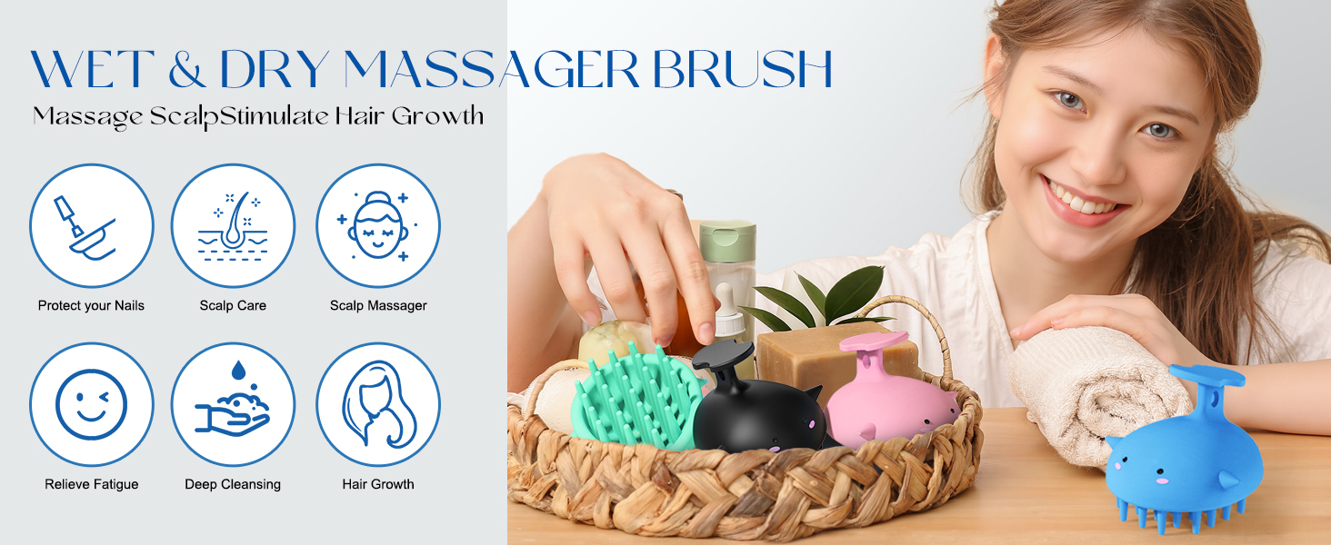 Scalp Massager Hair Growth Shampoo Brush, Scalp Scrubber Shower Scalp Brush Head Scalp Exfoliatorr