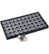 Black jewelry display trays with multiple circular compartments, shown in various configurations.