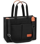 ZORFIN Canvas Tote Bag for Women with Zipper and Compartments Crossbody Work Laptop Bag for Trave...