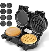 UVFAST Mini Waffles Maker with 8 Removable Plates, 4 in 1 Double Small Waffle Maker Mini- Classic...