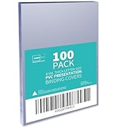 Binditek 100 Pack 8mil PVC Clear Binding Presentation Covers, Letter Size, 8.5 x 11 Inches, Squar...
