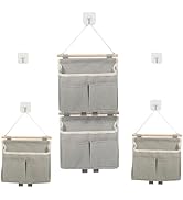 4 Pcs Wall Hanging Storage Caddy Bags,Linen Cotton Fabric Hanging Wall Door Organizer,Wall Hangin...