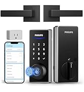 Philips WiFi Smart Lock with Handle, Fingerprint Keyless Entry Door Lock with WiFi Bridge, Smart ...
