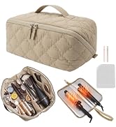Coobosee Hair Tool Travel Organizer Bag with Heat Resistant Mat,Camel | Wide-open Storage Bag Com...