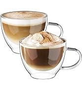 ecooe Double Walled Glass Coffee Mug 12 oz Latte Cappuccino Cups Set of 2, Clear Glass Coffee Cup...