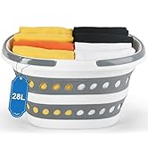 28L Laundry Basket Collapsible, Plastic Laundry Baskets Foldable Clothes Basket, Pop-Up Clothes H...