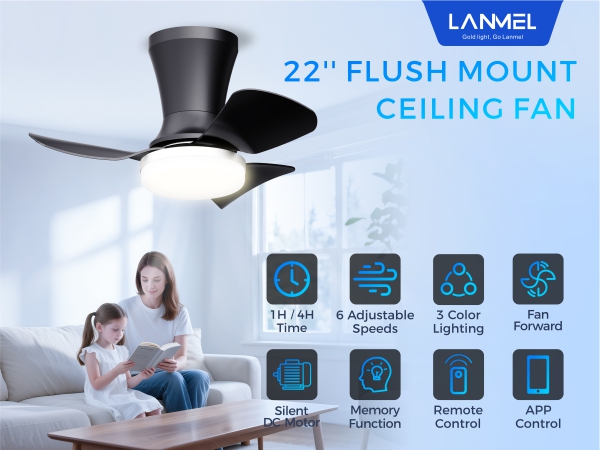 low profile modern ceiling fans with lights remote flush mount white black
