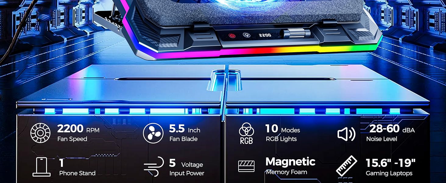 turbo fan powerful laptop cooling pad gaming computer stand