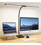 Desk Lamp for Home Office, Double Head Desk Light with Base, Desktop Control Lighting 5 Color Mod...