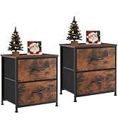 Accver Nightstand Set of 2, 2 Drawer Dresser Bedside Storage Furniture, Small Dresser with 2 Draw...
