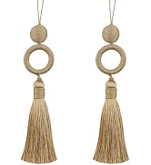 HedongHexi 2 Pack Tassel 12 Inch Key Tassel with 4 Inch Cord Loop, Handmade Tassel with Wooden Ri...
