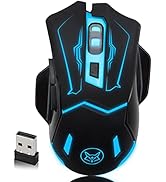 VEGCOO Wireless Gaming Mouse, Silent Click Wireless Rechargeable Mice with Colorful LED Lights & ...