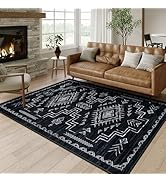 STARUIA Moroccan Washable 5x7 Area Rugs, Black Western and Aztec Tribal Boys Neutral Rug for Livi...