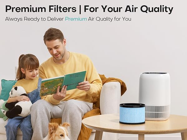 2-Pack Replacement 4-in-1 H13 True HEPA&amp;Efficiency Activated Carbonfor Pet Hair Odors Pollen Smoke